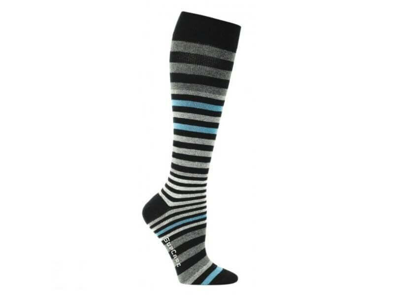 Supcare compressiekous zwartgrijs en blauwwit gestreept