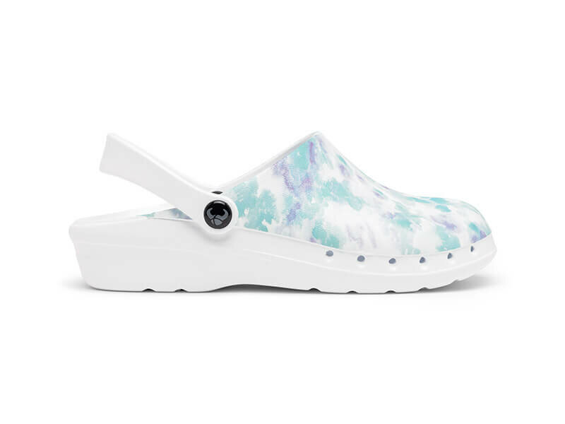 Suecos oden fusion werkklomp print waterflower zijkant rechts met hielbandje