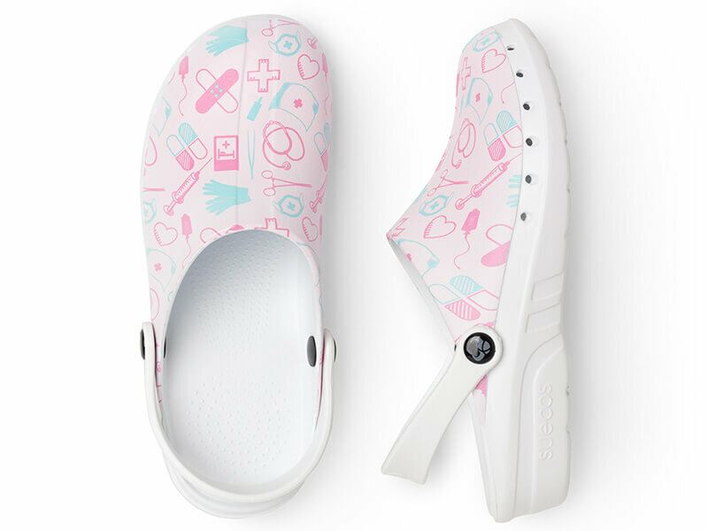 Paar oden fusion verpleegkundige klompen print medical pink