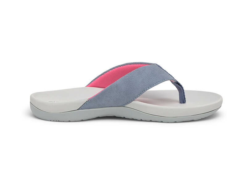 Suecos damesslipper model havsand lichtgrijs voetbed met denimroze bandje links binnenkant