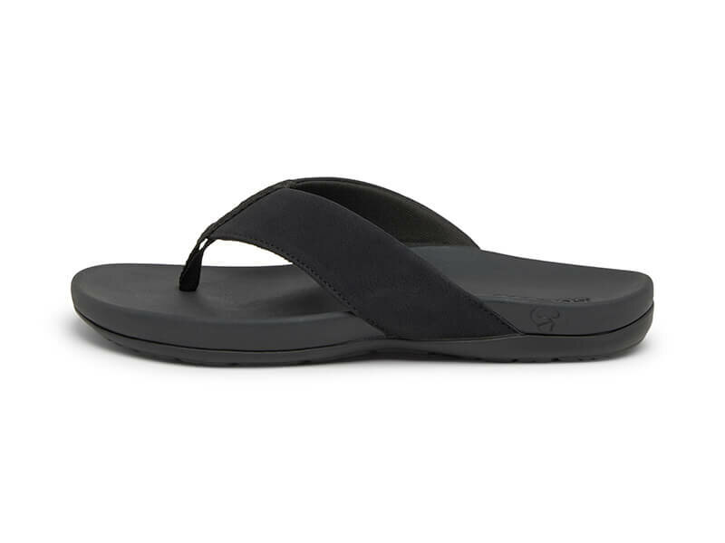 Suecos slipper model havsand zwart links zijkant met zwarte zool
