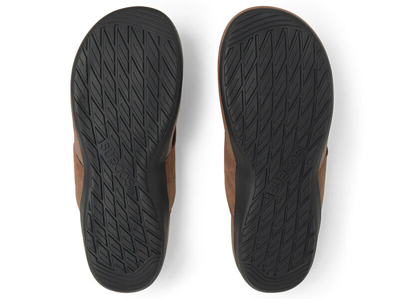 Donkerbruine zolen slippers model havsand bruin suecos
