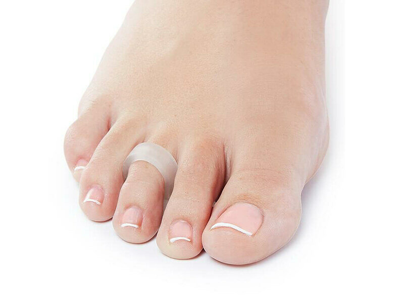 Hamerteenkussen om derde teen van bovenaf gezien