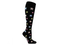 Supcare compressiekousen print stars zwart met gekleurde sterretjes