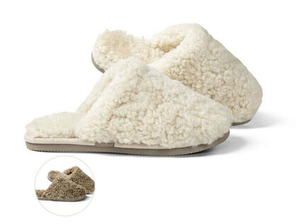 Fellhof pantoffels teddy in kleuren wit en bruin