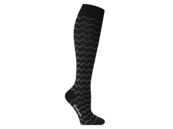 Supcare compressiekousen electric black zwartgrijs gestreept
