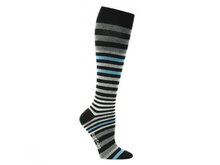 Supcare compressiekous zwartgrijs en blauwwit gestreept