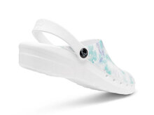 Verpleegkundige klomp oden fusion print waterflower achterzijde met hielbandje en witte antislipzool