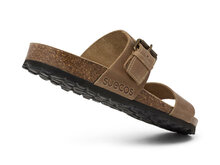Suecos elsa dames slipper taupe met zwarte zool 2 bandjes