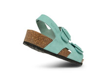 Sommar sleehak voor dames kleur aqua met zwarte zool en zacht voetbed