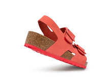 Sommar sleehak voor dames kleur coral met zwarte zool en zacht voetbed