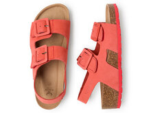 Paar suecos dames sandalen sleehak model sommar coral met zacht voetbed