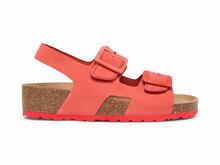 Suecos sandalen met sleehak zijaanzicht model sommar coral zwarte zool banden met klittenbandsluiting