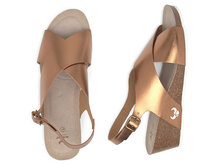 Paar suecos dames sandalen sleehak model ros brons met zacht voetbed