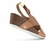 Suecos ros sleehak voor dames kleur brons met witte zool en zacht voetbed
