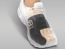 Epitact sport hallux valgus brace zwart om linkervoet in schoen