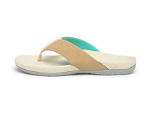 Suecos damesslipper model havsand beige links zijkant met lichtgrijze zool