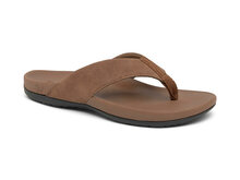 Schuinvooraanzicht slippers suecos bruin met donkerbruine zool