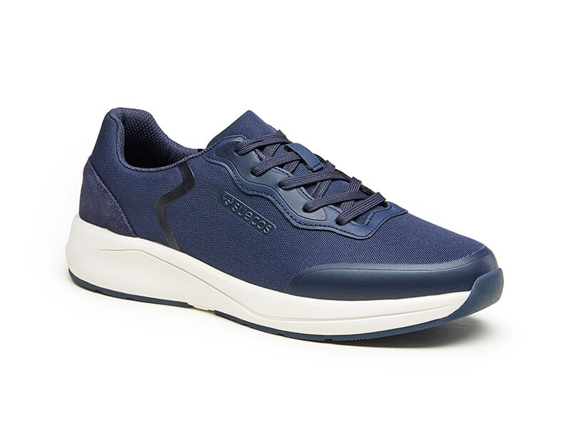 Suecos anti slip schoen vinter navy blauw met witte zool vooraanzicht