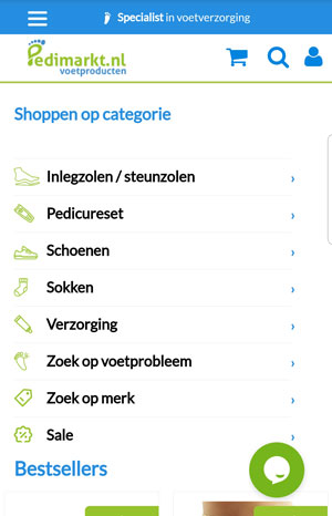Nieuwe mobiele website Pedimarkt