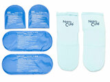 Paar cold therapy sokken lichtblauw met blauwe coldpacks