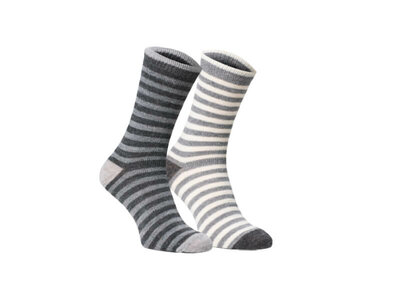 2 paar alpaca sokken grijs gestreept