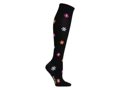 Supcare compressiekous zwart met gekleurde bloemen