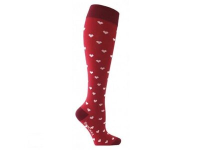 Compressiekous rood met lichtgekleurde hartjes