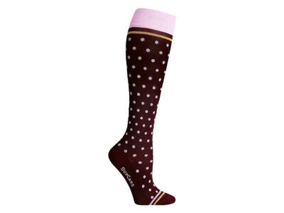 Compressiekousen bamboo bordeaux rood met stippen